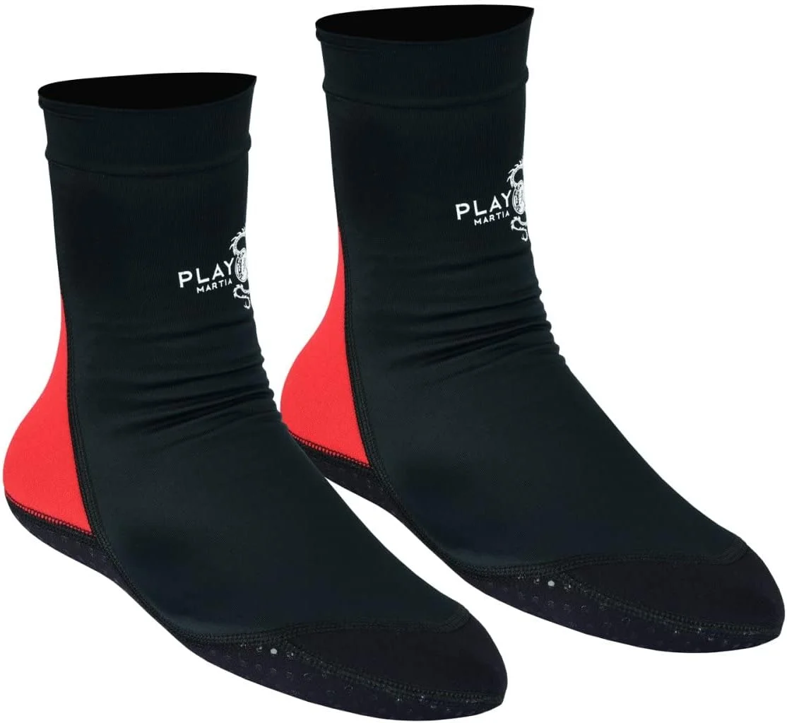 جوراب ورزشی مخصوص هنرهای رزمی/MMA، مناسب باشگاه، تاتامی و تمرینات داخل سالن - مشکی/قرمز - نو