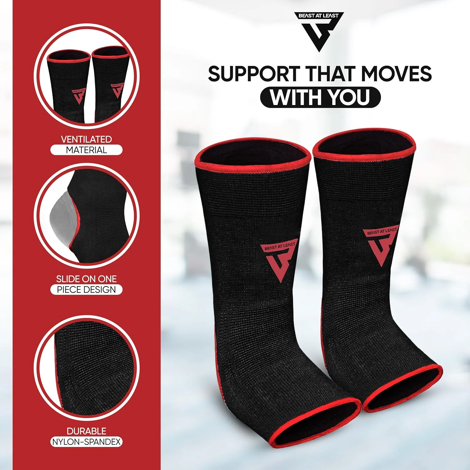 محافظ مچ پا موی تای برای هنرهای رزمی - تجهیزات بوکس بادوام و قابل اعتماد برای آقایان و بانوان - محافظ مچ پا برای کیک بوکسینگ، MMA و ورزش های رزمی (قرمز، L/XL)