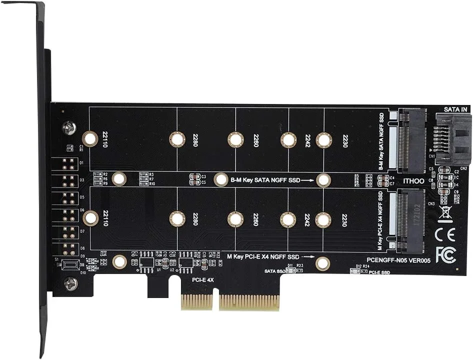 کارت آداپتور Annadue PCI-E 4X به M.2، کارت شبکه PCI-E، کارت شبکه PCI-E، رابط توسعه دوگانه، با نشانگر وضعیت LED، برای NVMe SSD NGFF