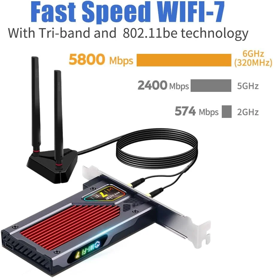 کارت شبکه دسکتاپ Fenvi WFi 7 RGB Light PCI-E WiFi BE200 BT5.4 Tri-Band 8774Mbps 802.11BE BE200NGW جایگزین کارت WiFi 6/WiFi 6E شما، پشتیبانی از ویندوز 10/11، فقط برای مادربردهای اینتل کارت شبکه دسکتاپ Fenvi WFi 7 RGB Light PCI-E WiFi BE200 BT5.4 Tri-Band 8774Mbps 802.11BE BE200NGW جایگزین کارت WiFi 6/WiFi 6E شما، پشتیبانی از ویندوز 10/11، فقط برای مادربردهای اینتل