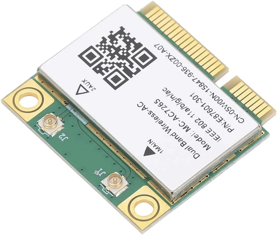 کارت شبکه بی سیم دو بانده 2.4G/5G با سرعت 1200 مگابیت بر ثانیه مدل MC-AC7265 PCI-E بلوتوث 4.2 برای رایانه های رومیزی، All-in-One، کیس های کوچک و نوت بوک ها