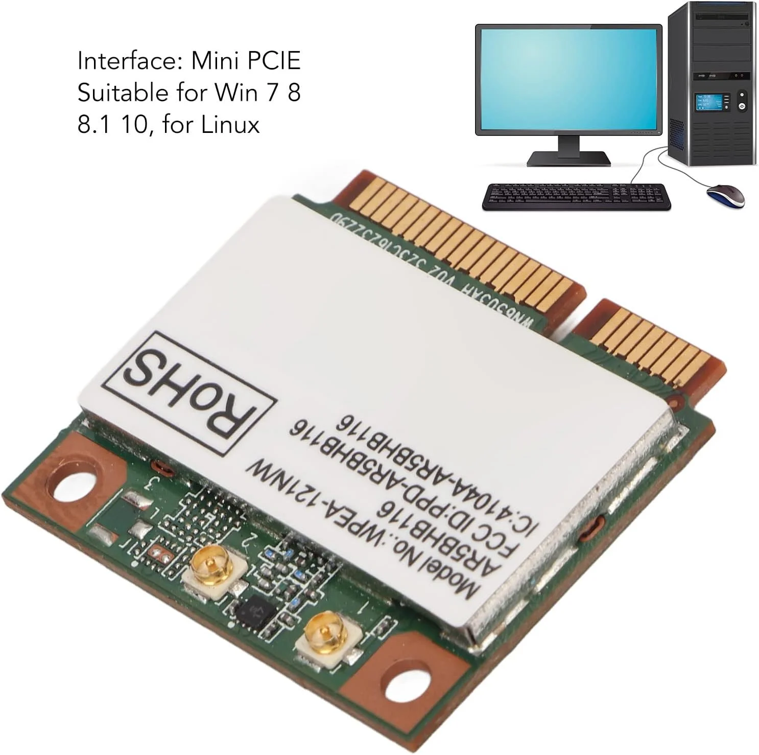 کارت شبکه لپ تاپ VBESTLIFE AR9382 AR5BHB116 2.4/5GHz 300Mbps PCIE Wifi برای Win 7 8 8.1 10 برای لینوکس برای ایسوس، ام اس آی، کلیوو و هاسه