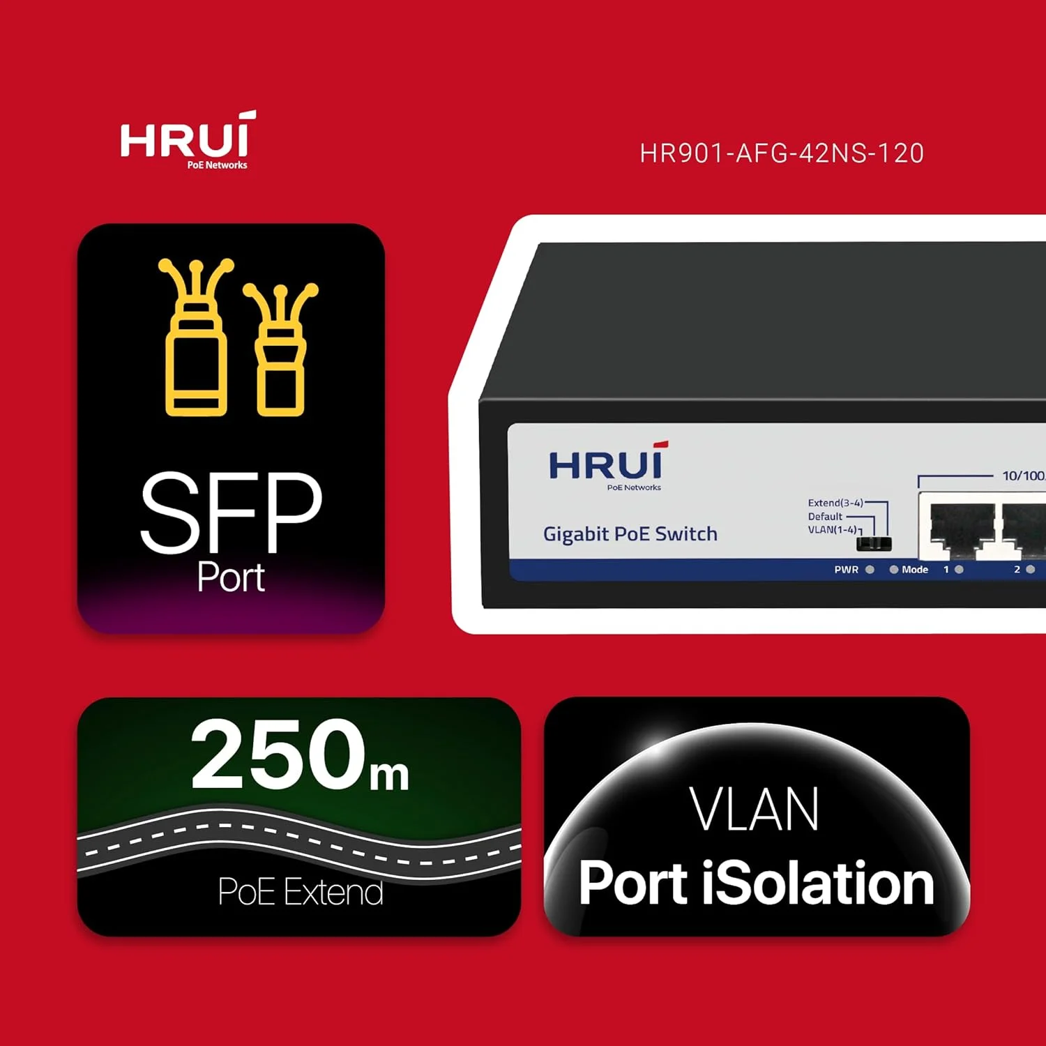 سوئیچ 4 پورت 10/100/1000M + 2 پورت آپلینک گیگابیتی SFP فیبر، پشتیبانی از IEEE802.3af/at، هر پورت 15.4W/30W، منبع تغذیه داخلی 52V2.3A 120W، سوئیچ Plug and Play سوئیچ 4 پورت 10/100/1000M + 2 پورت آپلینک گیگابیتی SFP فیبر، پشتیبانی از IEEE802.3af/at، هر پورت 15.4W/30W، منبع تغذیه داخلی 52V2.3A 120W، سوئیچ Plug and Play