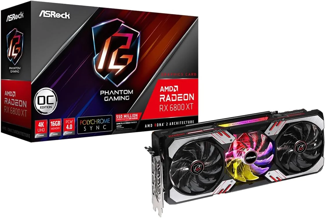 کارت گرافیک ASRock RADEON RX6800XT PHANTOM GAMINGD 16G OC GDDR6 1875MHZ HDMI DPX3 کارت گرافیک ASRock RADEON RX6800XT PHANTOM GAMINGD 16G OC GDDR6 1875MHZ HDMI DPX3