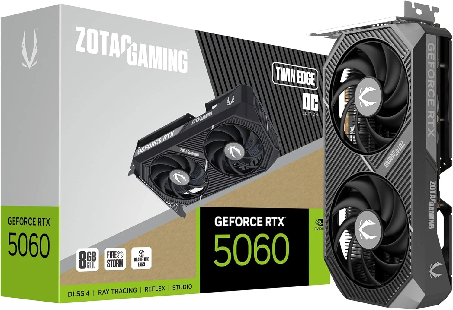 کارت گرافیک گیمینگ زوتک مدل Gaming GeForce RTX 5060 Twin Edge OC DLSS 4 با 8 گیگابایت حافظه GDDR7، رابط 128 بیتی، سرعت 28 گیگابیت بر ثانیه، اتصال PCIE 5.0، طراحی فشرده و مناسب SFF، ZT-B50600H-10M