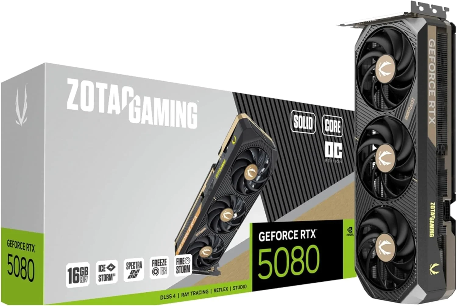 کارت گرافیک ZOTAC Gaming GeForce RTX 5080 Solid Core OC با 16 گیگابایت حافظه GDDR7 و فناوری Reflex 2 RTX AI DLSS4