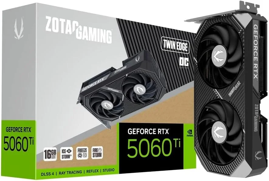کارت گرافیک ZOTAC GAMING GeForce RTX 5060 Ti Twin Edge OC با 16 گیگابایت حافظه GDDR7