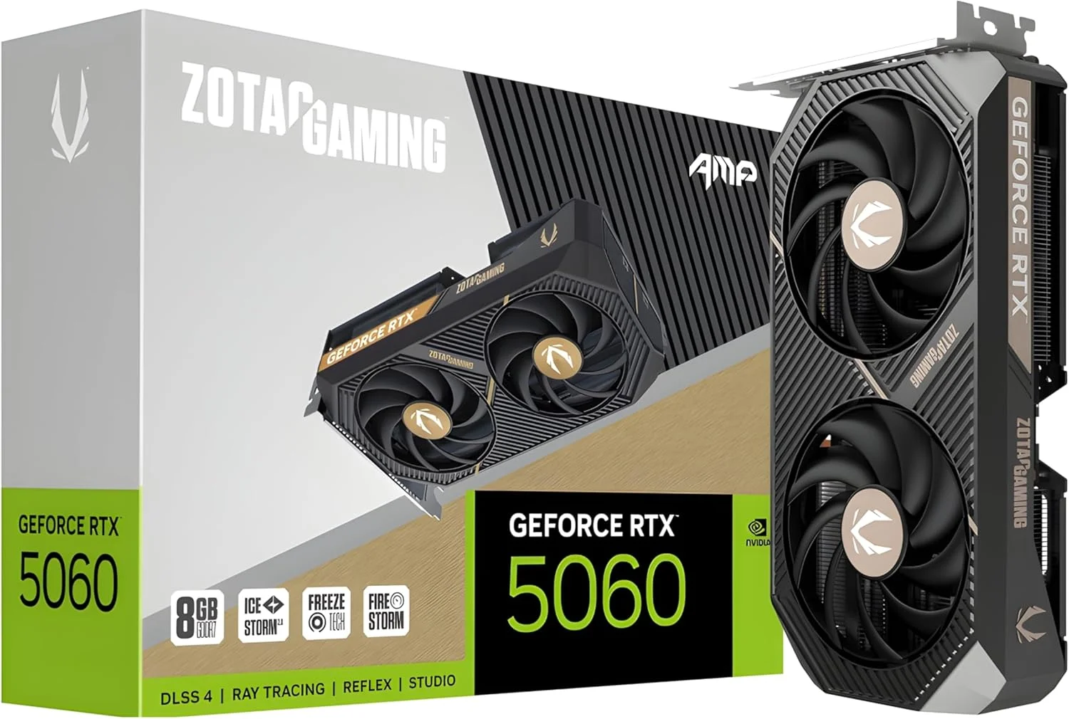 کارت گرافیک ZOTAC Gaming Geforce RTX 5060 Amp Nvidia 8 گیگابایت Gddr7، مدل W129163502 (Nvidia 8 گیگابایت Gddr7)