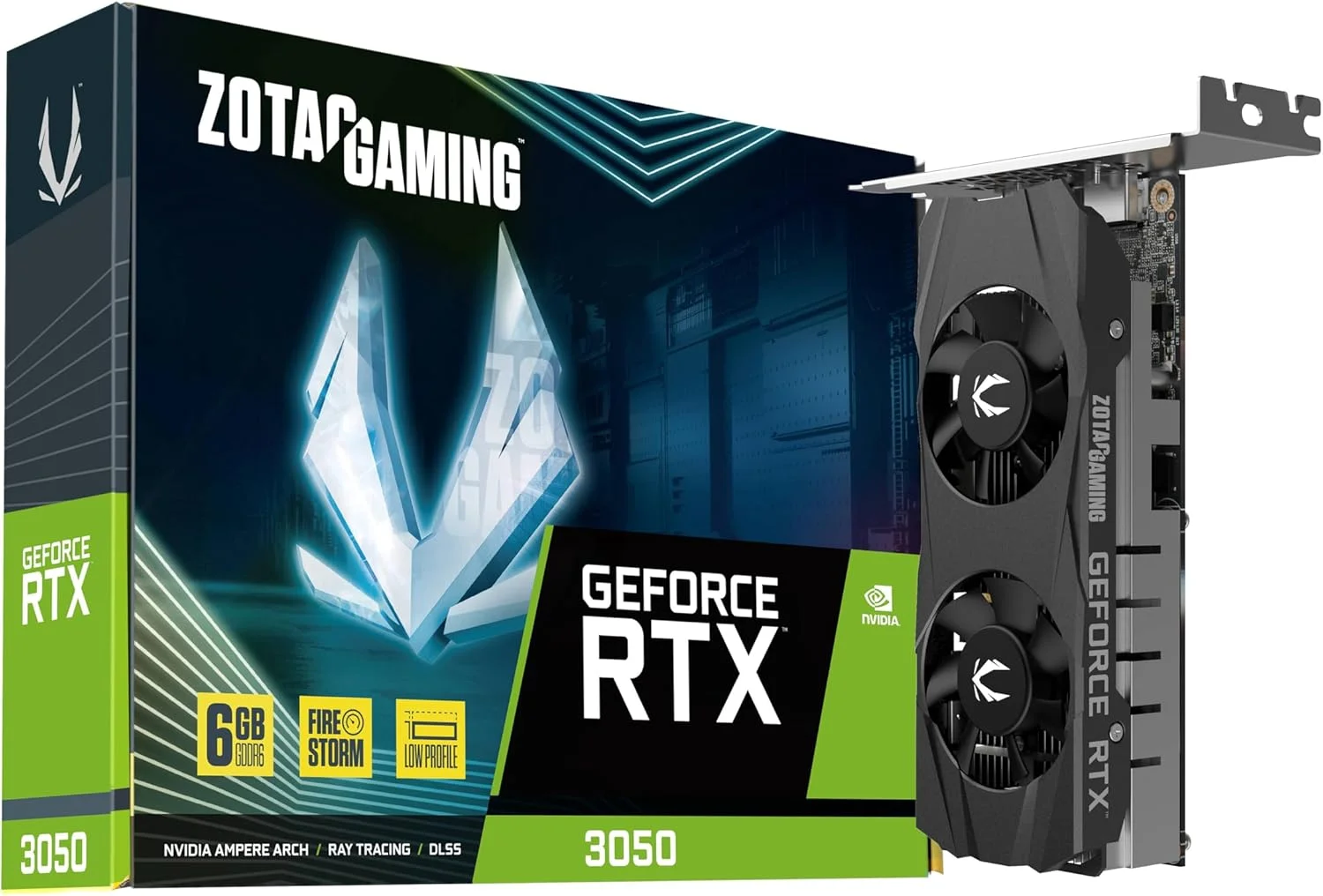 کارت گرافیک گیمینگ فوق فشرده ZOTAC GAMING GeForce RTX 3050 6GB GDDR6 Low-Profile 96-bit 14 Gbps PCIE 4.0، مدل ZT-A30510L-10L