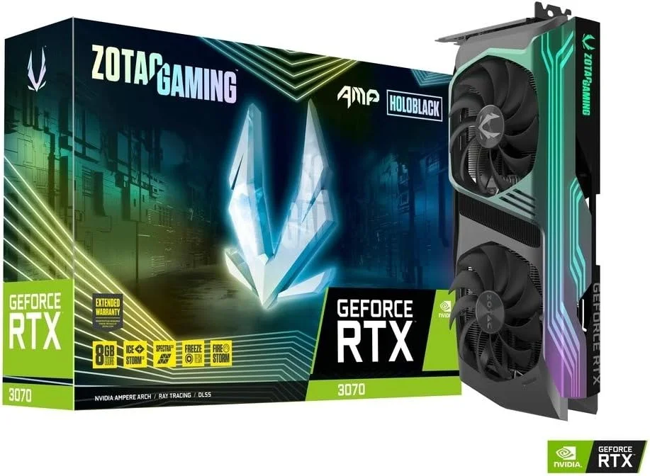 کارت گرافیک گیمینگ ZOTAC GAMING GeForce RTX 3070 AMP Holo با 8 گیگابایت حافظه GDDR6، 256 بیت، 14 گیگابیت بر ثانیه، PCIE 4.0، مدل ZT-A30700F-10P