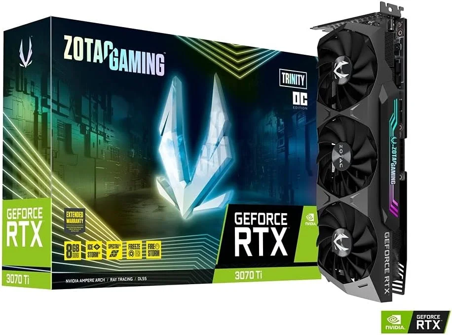 کارت گرافیک ZOTAC Gaming GeForce RTX™ 3070 Ti Trinity OC 8GB GDDR6X 256-bit 19 Gbps PCIE 4.0، خنک کننده پیشرفته IceStorm 2.0، نورپردازی Spectra RGB، ZT-A30710J-10P