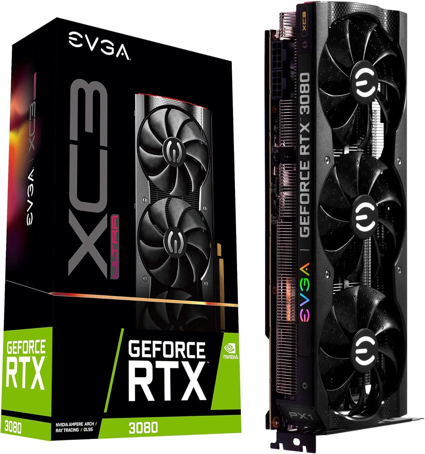 کارت گرافیک EVGA GeForce RTX 3080 XC3 ULTRA GAMING با 10 گیگابایت حافظه GDDR6X، خنک کننده iCX3، نورپردازی ARGB LED و صفحه پشتی فلزی (بازسازی شده) کارت گرافیک EVGA GeForce RTX 3080 XC3 ULTRA GAMING با 10 گیگابایت حافظه GDDR6X، خنک کننده iCX3، نورپردازی ARGB LED و صفحه پشتی فلزی (بازسازی شده)