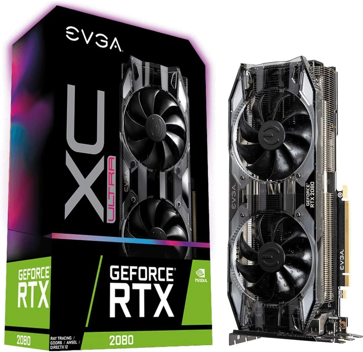 کارت گرافیک EVGA GeForce RTX 2080 XC ULTRA GAMING، با 8 گیگابایت حافظه GDDR6، دو فن HDB و نورپردازی RGB مدل 08G-P4-2183-KR