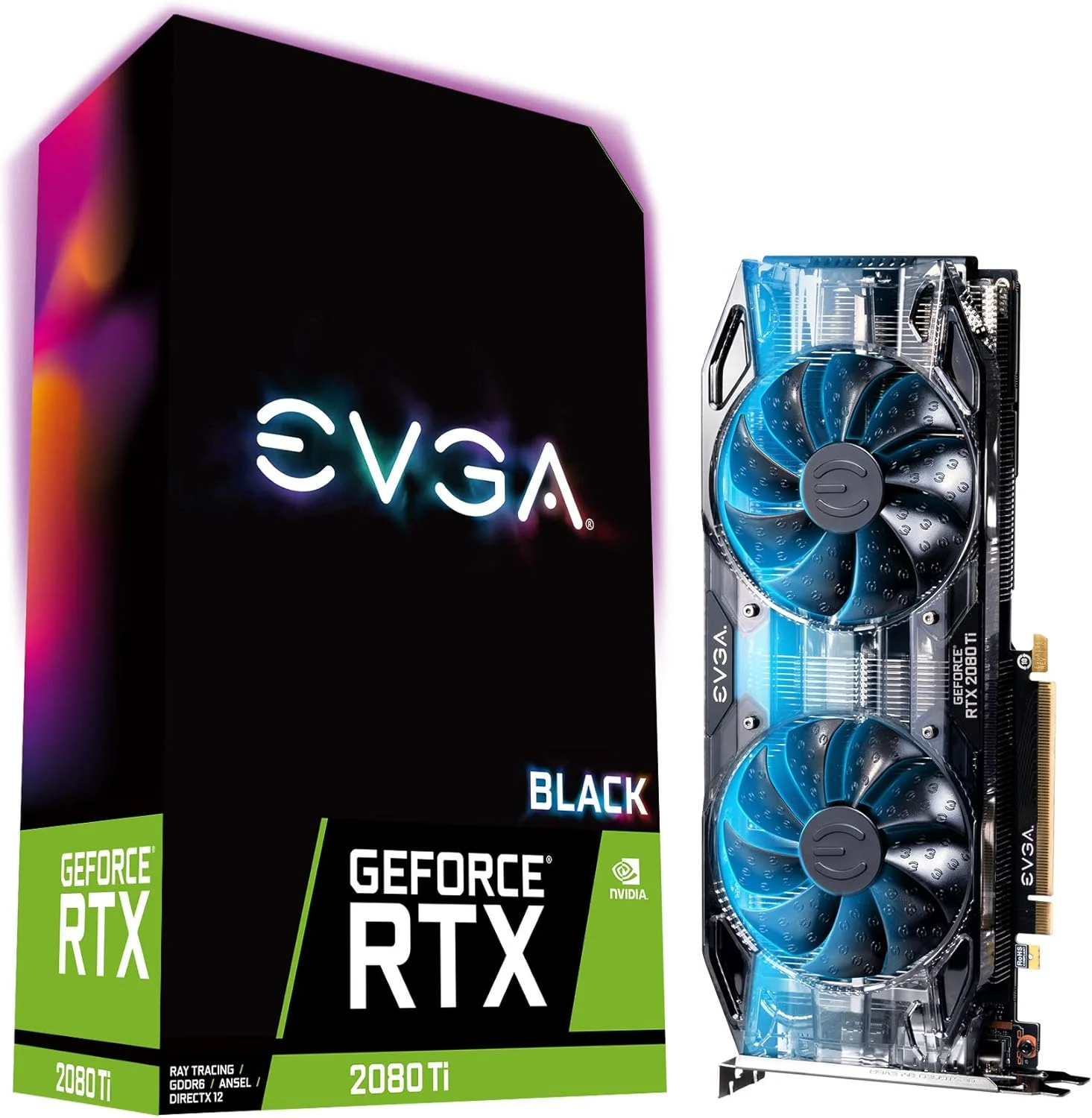 کارت گرافیک EVGA GeForce RTX 2080 Ti XC GAMING با 11 گیگابایت حافظه GDDR6، دو فن HDB، نورپردازی RGB LED، مشکی مدل 11G-P4-2281-KR