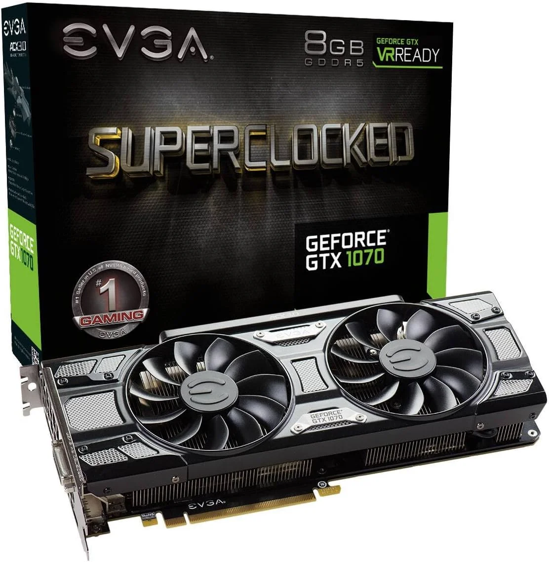 کارت گرافیک EVGA GeForce GTX 1070 SC GAMING ACX 3.0 Black Edition، با 8 گیگابایت حافظه GDDR5، LED و پشتیبانی از DX12 OSD (PXOC) 08G-P4-5173-KR
