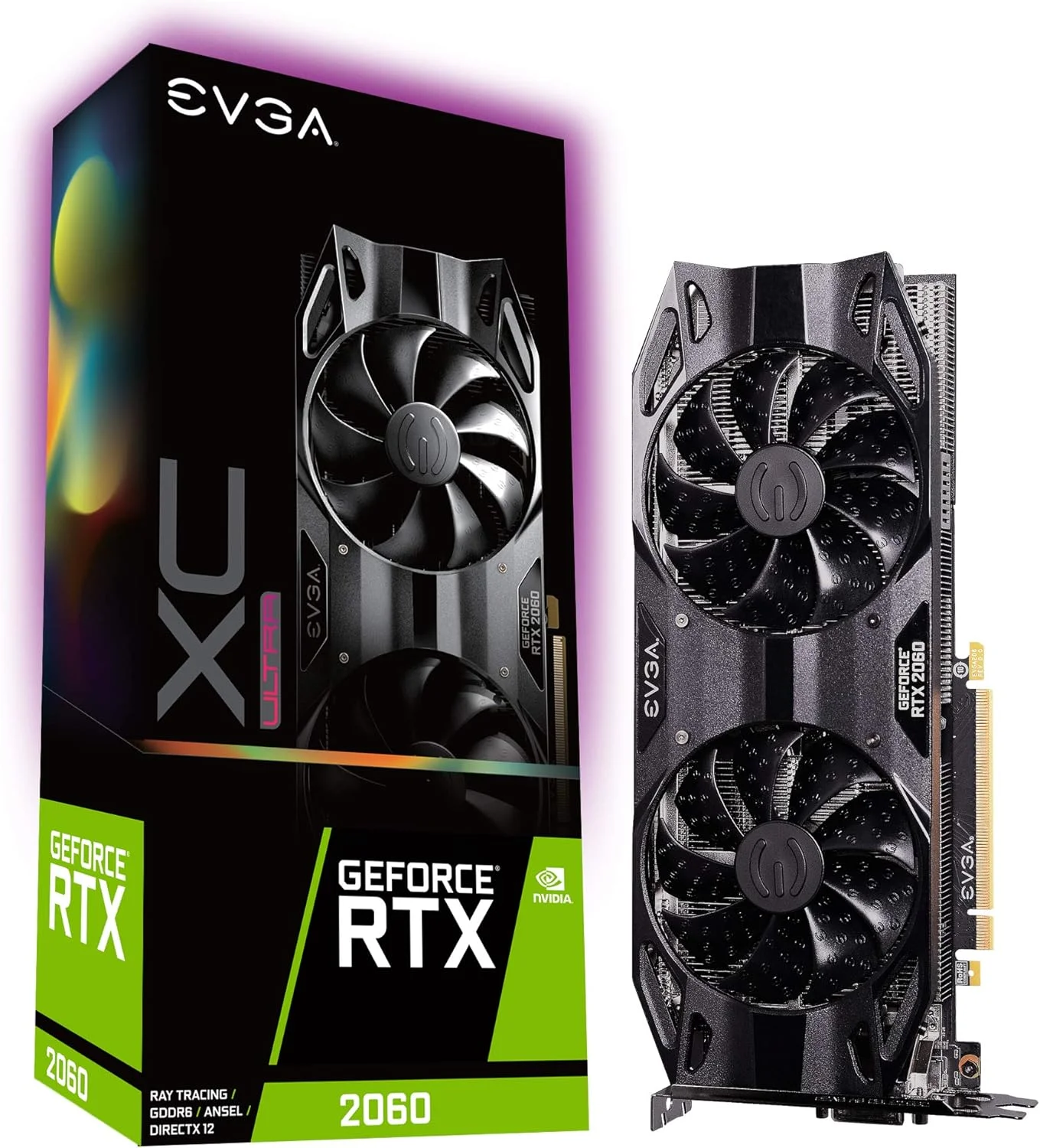 کارت گرافیک EVGA GeForce RTX 2060 XC Ultra Gaming با 6 گیگابایت حافظه GDDR6 و دو فن HDB