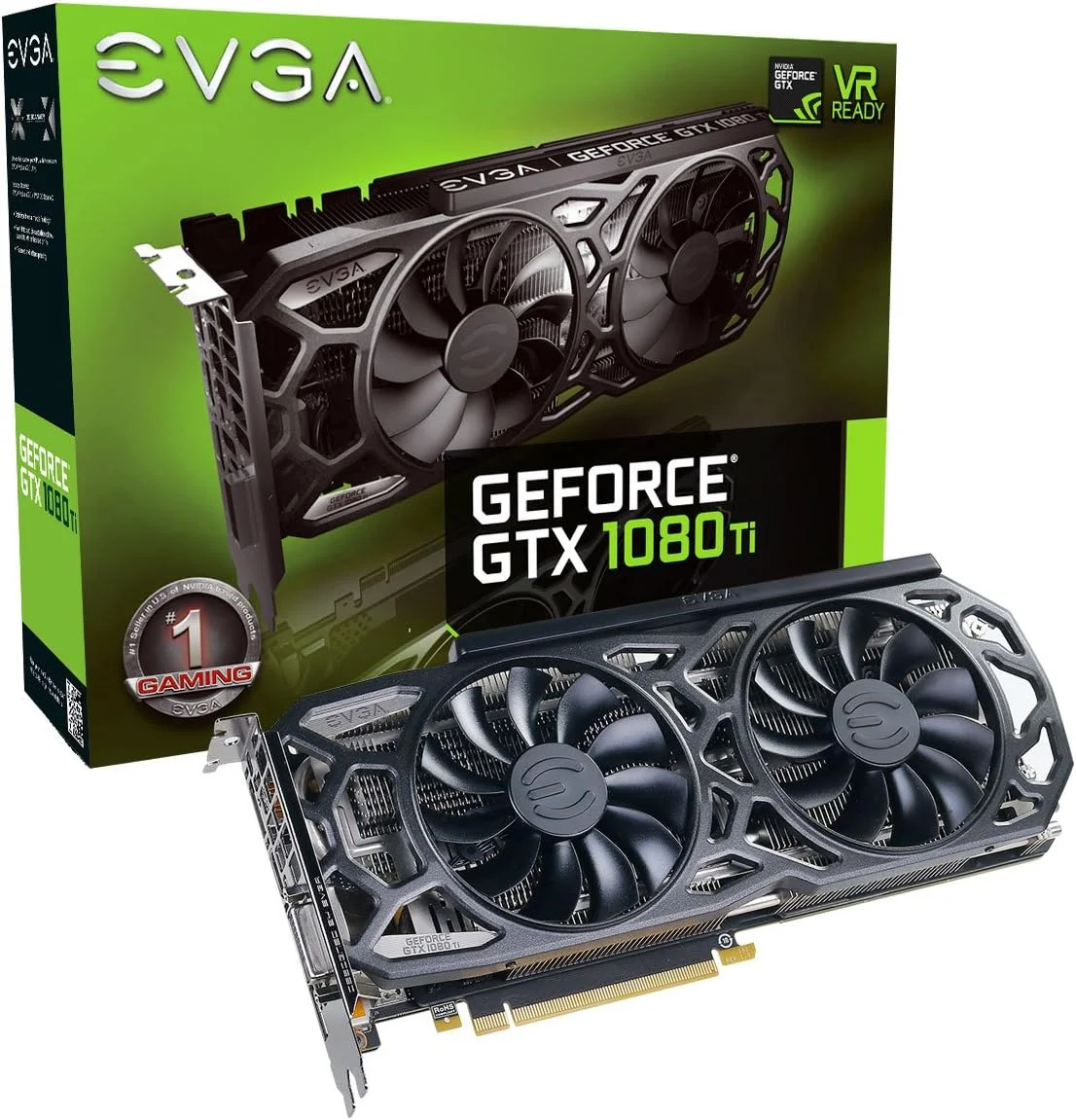 کارت گرافیک EVGA GeForce GTX 1080 Ti SC Black Edition GAMING، با 11 گیگابایت حافظه GDDR5X، خنک کننده iCX و LED، طراحی بهینه جریان هوا، کارت گرافیک با پره های در هم تنیده 11G-P4-6393-KR
