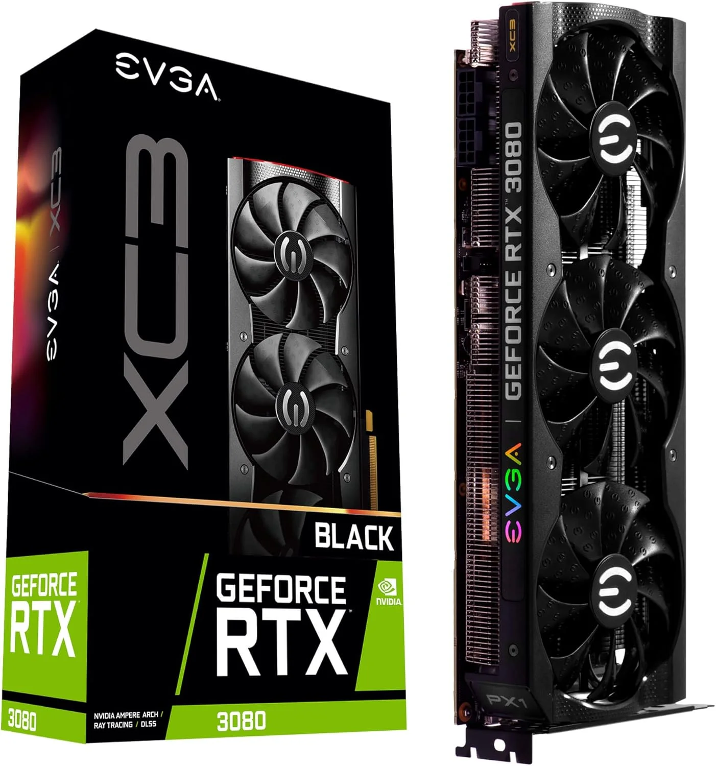 کارت گرافیک EVGA GeForce RTX 3080 XC3 BLACK GAMING، با 10 گیگابایت حافظه GDDR6X، خنک کننده iCX3 و نورپردازی ARGB LED
