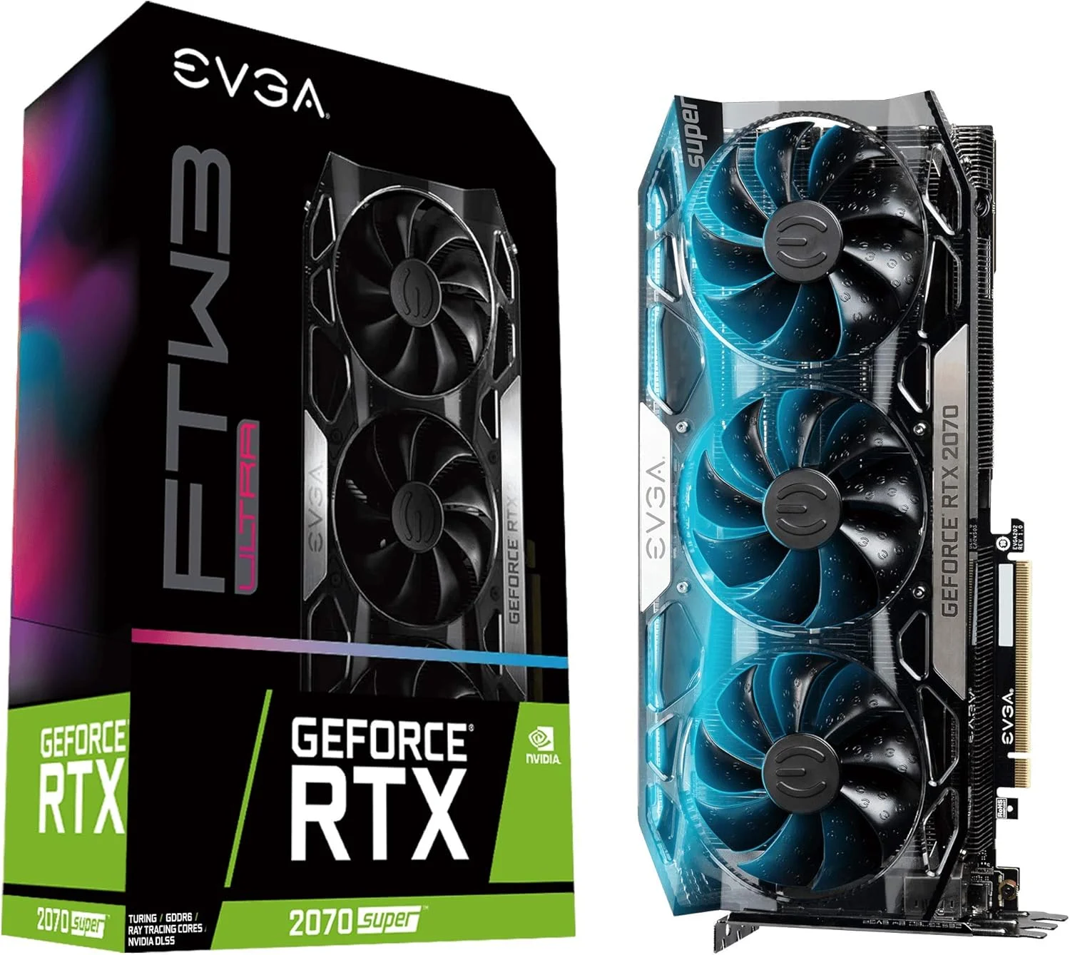 کارت گرافیک EVGA GeForce RTX 2070 Super FTW3 Ultra، اورکلاک شده، 2.75 اسلات خنک کننده سه گانه + iCX2، دمای 65 درجه در گیمینگ، RGB، دارای صفحه پشتی فلزی، 8 گیگابایت GDDR6، 08G-P4-3277-KR