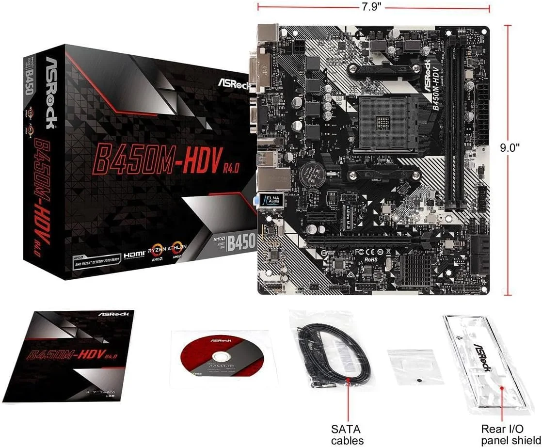 مادربرد ASRock B450M-HDV R4.0 AM4 AMD Promontory B450 SATA 6Gb/s Micro ATX مادربرد ASRock B450M-HDV R4.0 AM4 AMD Promontory B450 SATA 6Gb/s Micro ATX