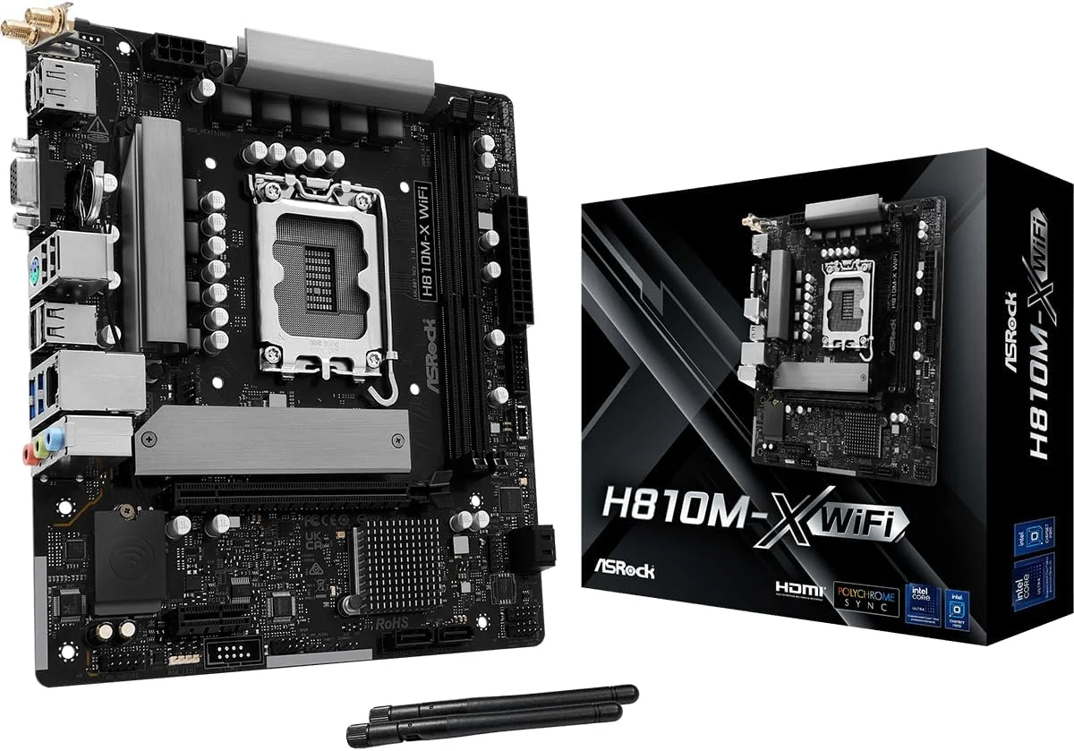 مادربرد ASRock H810M-X WiFi Micro-ATX | پشتیبانی از پردازندههای Intel Core Ultra (LGA1851) | DDR5 6400 | PCIe 4.0 | LAN 2.5G | WiFi 5 | فاز قدرت 6+1+1+1+1 مادربرد ASRock H810M-X WiFi Micro-ATX | پشتیبانی از پردازندههای Intel Core Ultra (LGA1851) | DDR5 6400 | PCIe 4.0 | LAN 2.5G | WiFi 5 | فاز قدرت 6+1+1+1+1