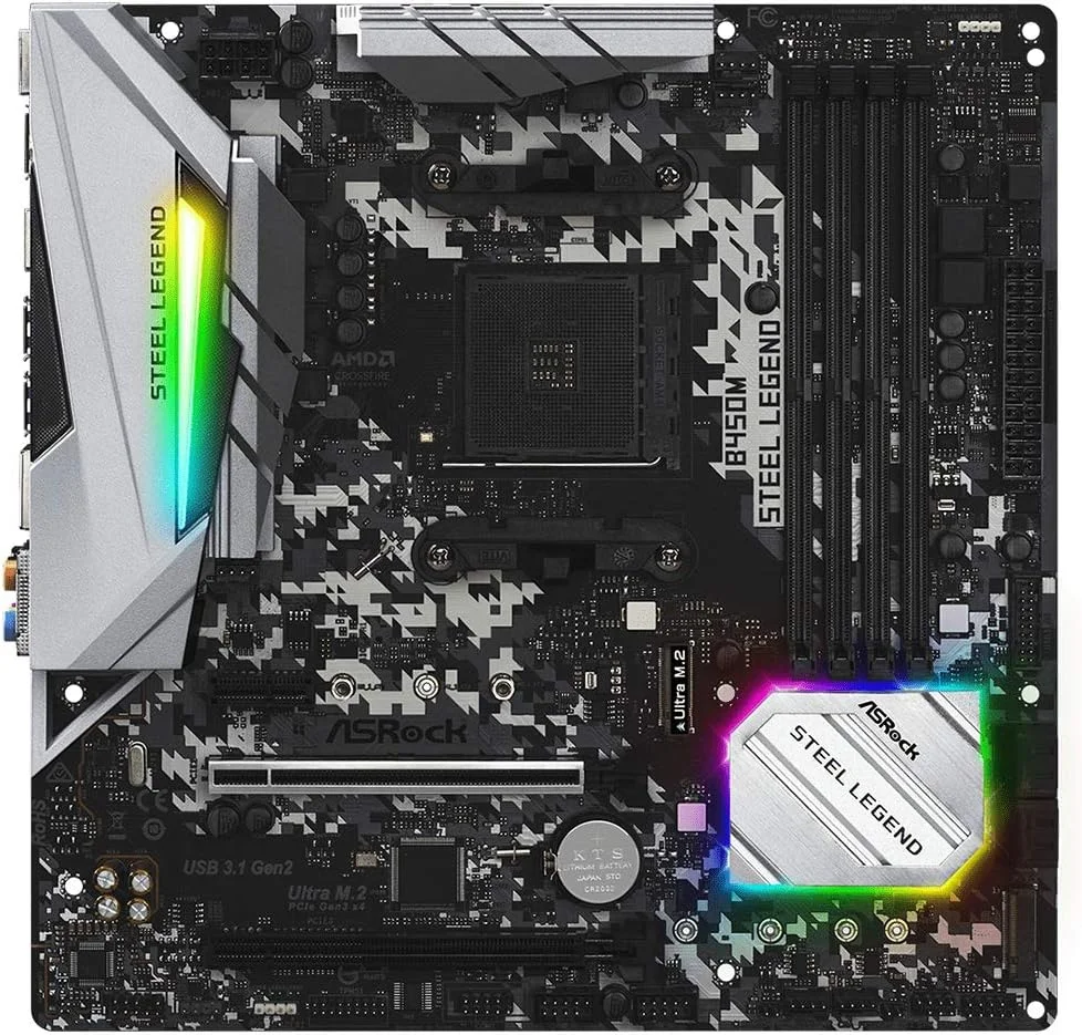 مادربرد ASRock B450M STEEL LEGEND، سوکت AM4/ AMD Promontory B450/ DDR4/ Quad CrossFireX/ SATA3&USB3.1/ M.2/ A&GbE/MicroATX