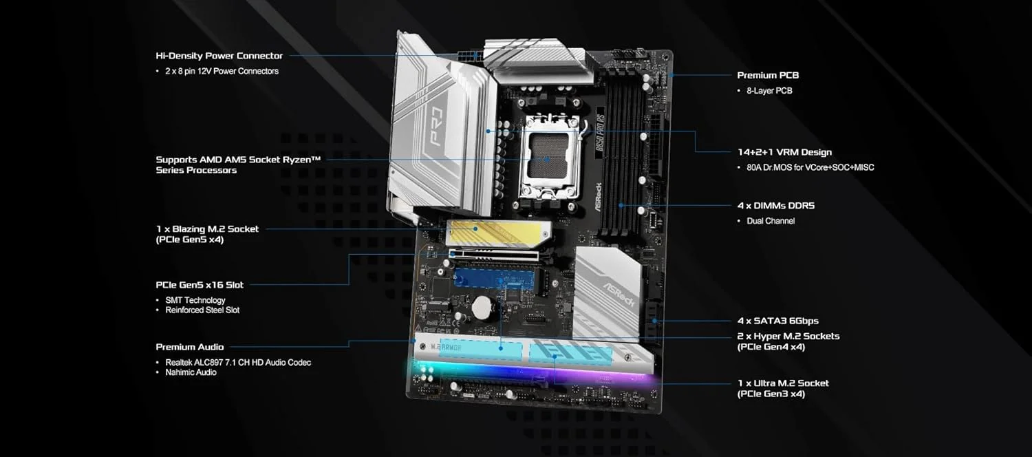 مادربرد ASRock AMD AM5 B850 Pro RS