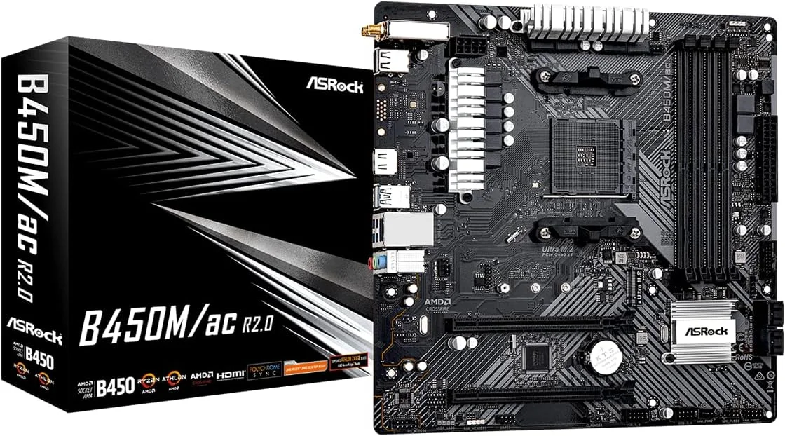 مادربرد ASRock B450M/AC R2.0 AM4 AMD Promontory B450 SATA 6Gb/s Micro ATX مادربرد ASRock B450M/AC R2.0 AM4 AMD Promontory B450 SATA 6Gb/s Micro ATX