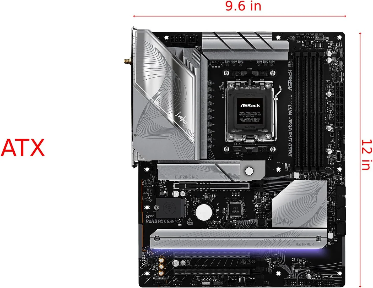 مادربرد ASRock B850 LiveMixer WiFi، سازگار با پردازندههای AMD Ryzen سری 9000/8000/7000 (سوکت AM5)، پشتیبانی از DDR5، فرم فاکتور ATX مادربرد ASRock B850 LiveMixer WiFi، سازگار با پردازندههای AMD Ryzen سری 9000/8000/7000 (سوکت AM5)، پشتیبانی از DDR5، فرم فاکتور ATX