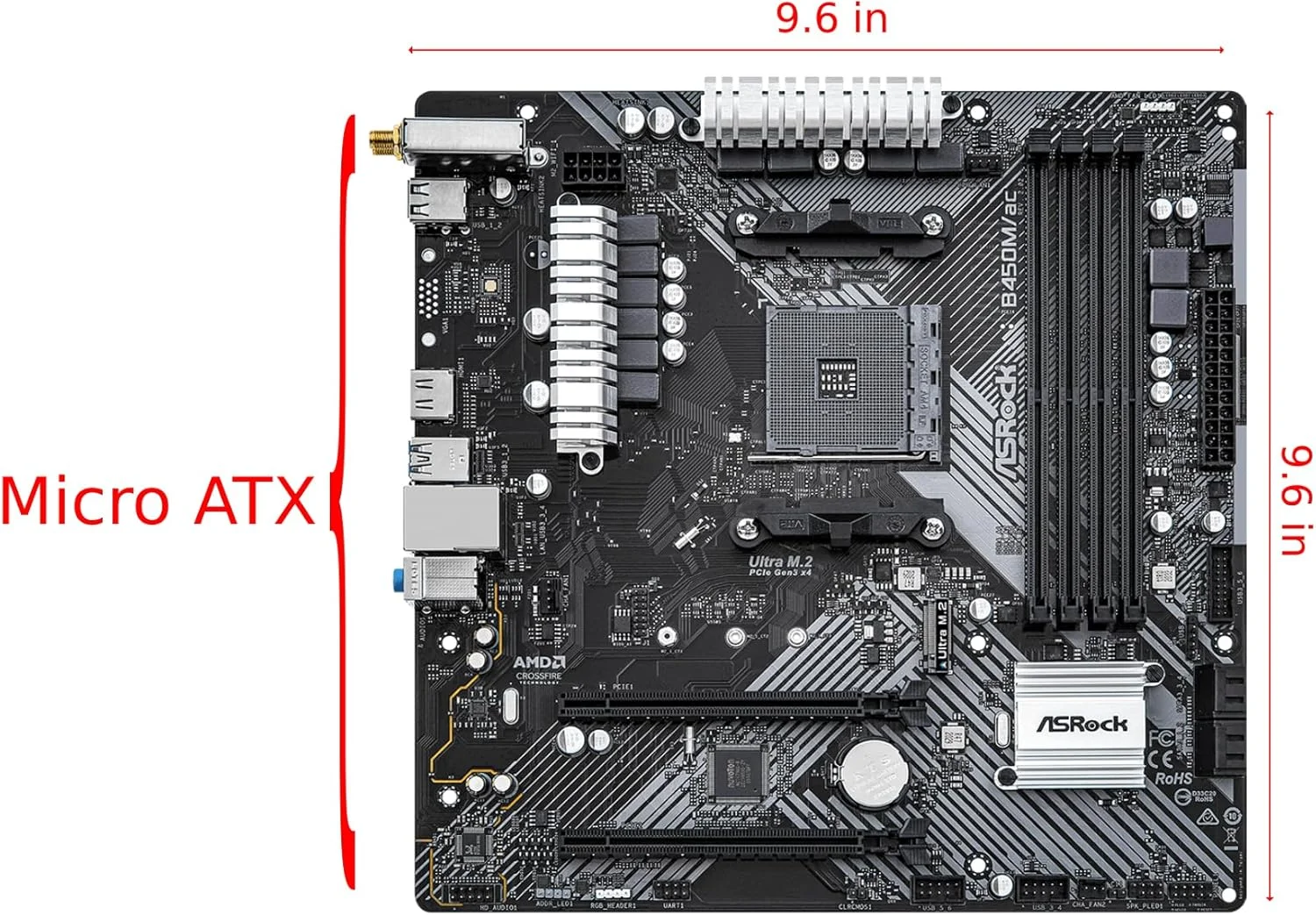 مادربرد ASRock B450M/AC R2.0 AM4 AMD Promontory B450 SATA 6Gb/s Micro ATX