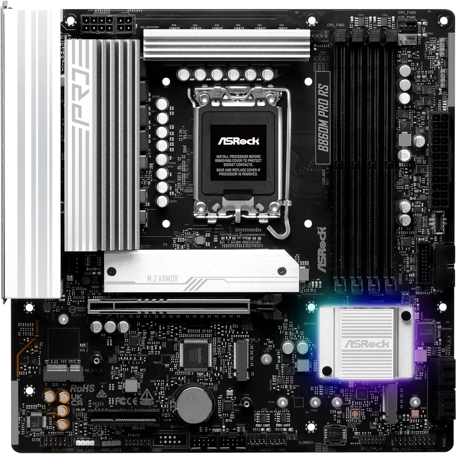 مادربرد ASRock B860M Pro RS Intel Core Ultra B860 DDR5 8666 MHz 256GB M.2 LGA1851 Micro ATX SATA3 6.0 Gb/s PCIe 5.0 BIOS Flashback مادربرد ASRock B860M Pro RS Intel Core Ultra B860 DDR5 8666 MHz 256GB M.2 LGA1851 Micro ATX SATA3 6.0 Gb/s PCIe 5.0 BIOS Flashback