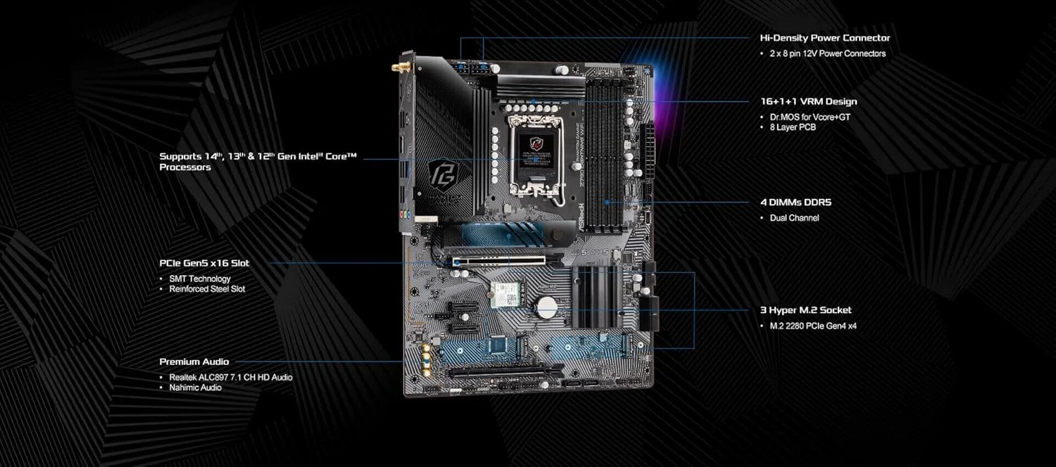 مادربرد ASRock Z790 Lightning WiFi (Phantom Gaming) نسل 14، 13 و 12 پردازنده های Intel® Core™ (LGA1700) DDR5 Windows® 10 64-bit / 11 64-bit مادربرد ASRock Z790 Lightning WiFi (Phantom Gaming) نسل 14، 13 و 12 پردازنده های Intel® Core™ (LGA1700) DDR5 Windows® 10 64-bit / 11 64-bit