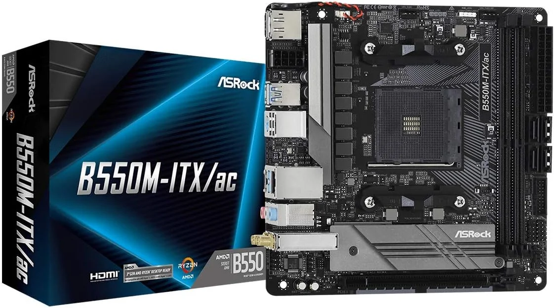 مادربرد ASRock B550M-ITX/ac با سوکت AM4 و فرم فاکتور mini ITX و چیپست AMD B550 مادربرد ASRock B550M-ITX/ac با سوکت AM4 و فرم فاکتور mini ITX و چیپست AMD B550