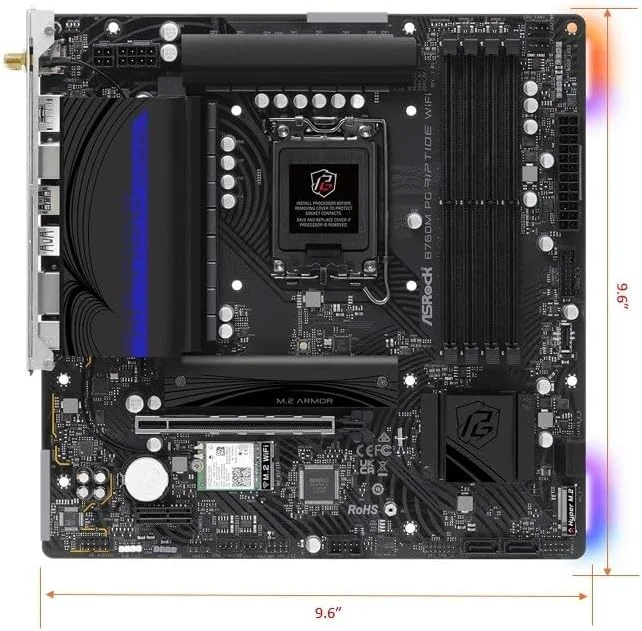 مادربرد ASRock B760M PG Riptide WiFi - پشتیبانی از پردازنده های نسل سیزدهم و دوازدهم Intel Core (LGA1700)، DDR5 7200MHz، PCIe 4.0، Micro ATX مادربرد ASRock B760M PG Riptide WiFi - پشتیبانی از پردازنده های نسل سیزدهم و دوازدهم Intel Core (LGA1700)، DDR5 7200MHz، PCIe 4.0، Micro ATX