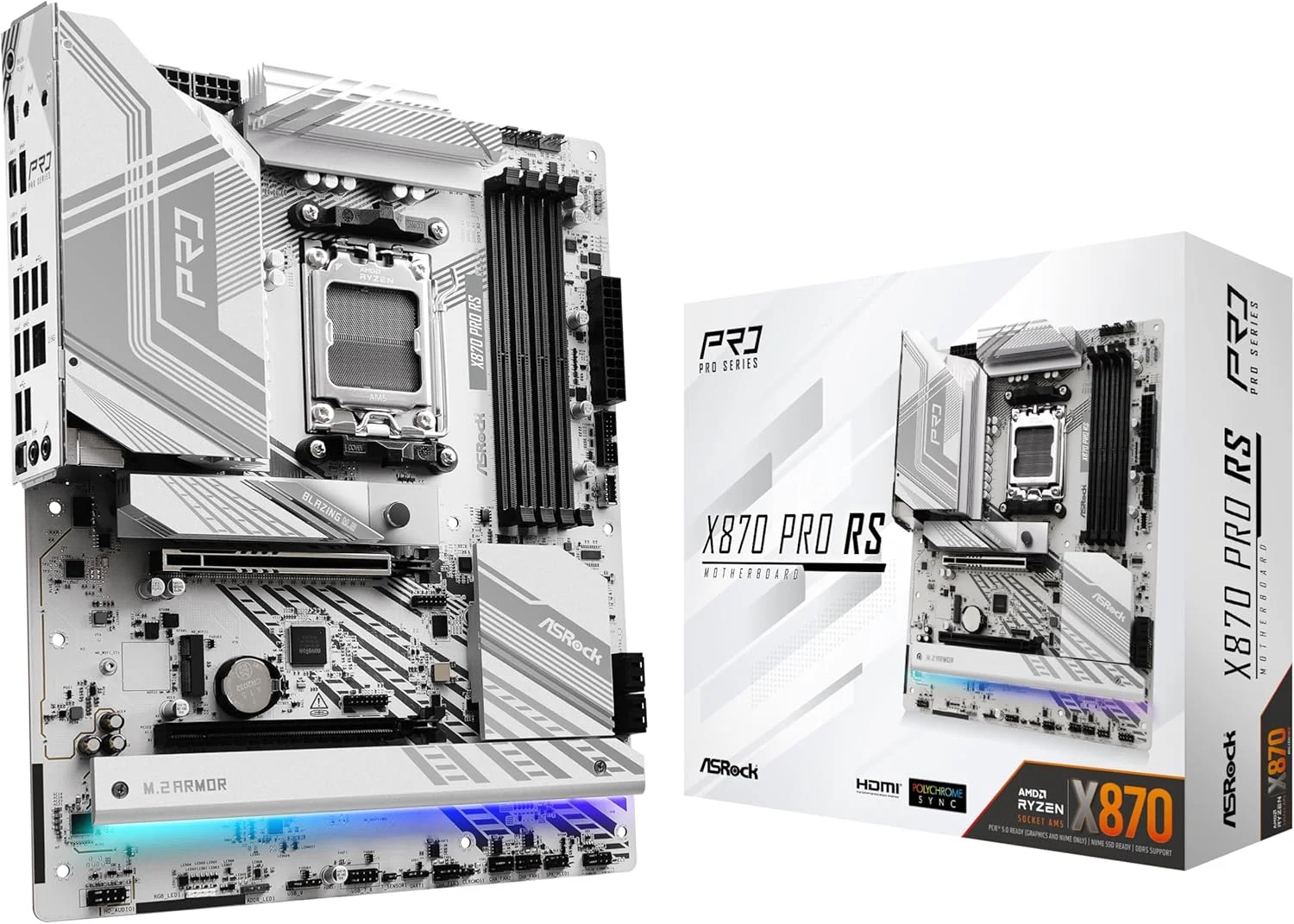 مادربرد ASRock X870 Pro RS AMD Ryzen Socket AM5 ATX با پشتیبانی از DDR5 DIMM تا 8000 مگاهرتز، 256 گیگابایت، PCIe Gen5 و SATA3 6.0 Gb/s مادربرد ASRock X870 Pro RS AMD Ryzen Socket AM5 ATX با پشتیبانی از DDR5 DIMM تا 8000 مگاهرتز، 256 گیگابایت، PCIe Gen5 و SATA3 6.0 Gb/s