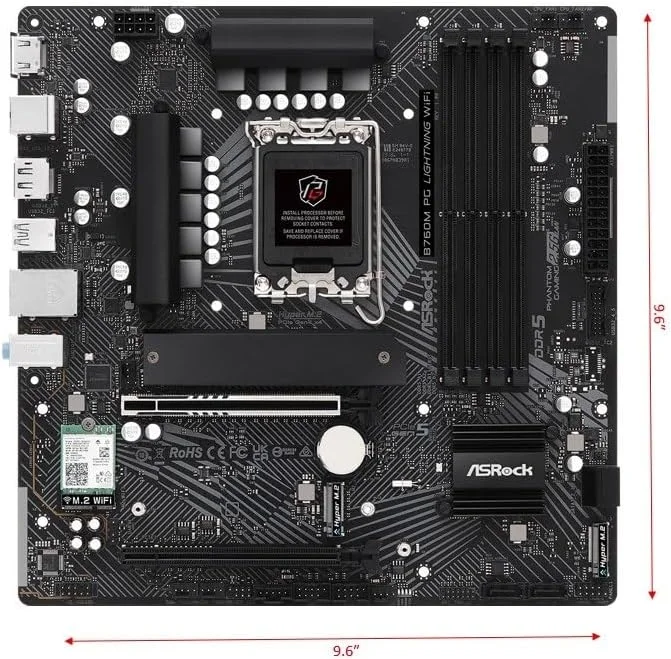 مادربرد ASRock B760M PG Lightning WiFi: پشتیبانی از پردازنده های نسل سیزدهم و دوازدهم Intel Core (LGA1700)، DDR5 7200MHz، PCIe 5.0، WiFi 6E، بلوتوث 5.3، فرم فاکتور ATX