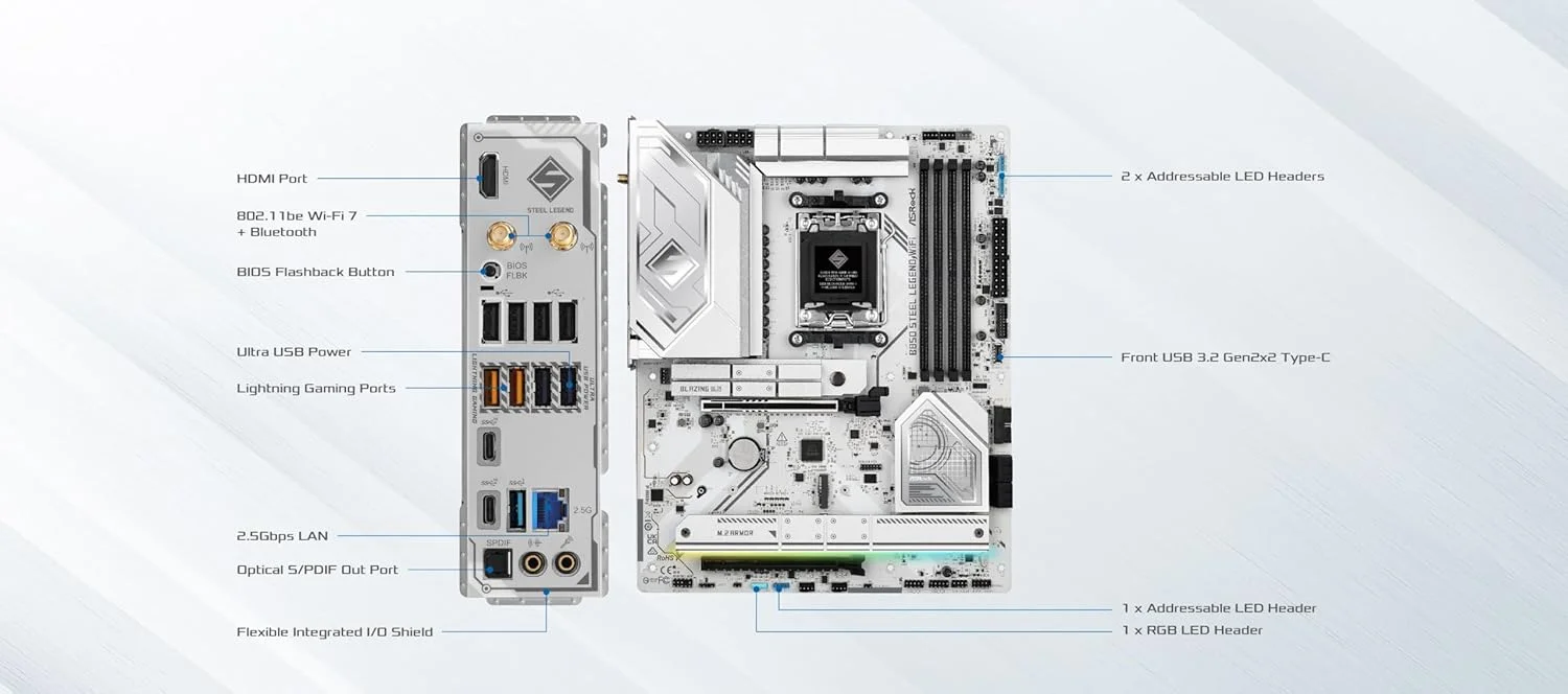 مادربرد ASRock AMD AM5 B850 Steel Legend WiFi مادربرد ASRock AMD AM5 B850 Steel Legend WiFi