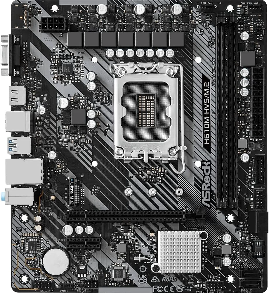 مادربرد ASRock H610M-HVS/M.2 R2.0، اینتل H610، سوکت 1700، Micro ATX، دو اسلات DDR4، VGA، HDMI، PCIe4، یک اسلات M.2 مادربرد ASRock H610M-HVS/M.2 R2.0، اینتل H610، سوکت 1700، Micro ATX، دو اسلات DDR4، VGA، HDMI، PCIe4، یک اسلات M.2