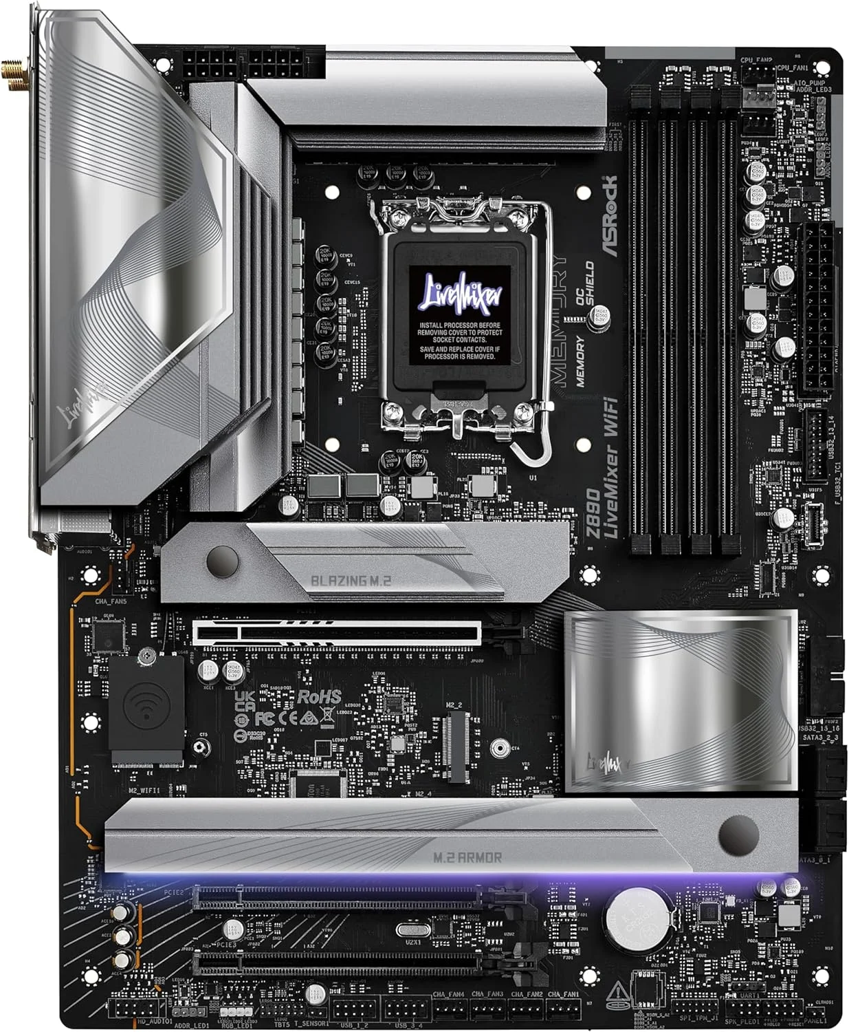 مادربرد ASRock Intel Core Ultra Z890 LiveMixer WiFi 7 DDR5 9066 MHz ATX LGA1851 RL-ILM M.2 Thunderbolt SATA3 6.0 Gb/s PCIe 5.0