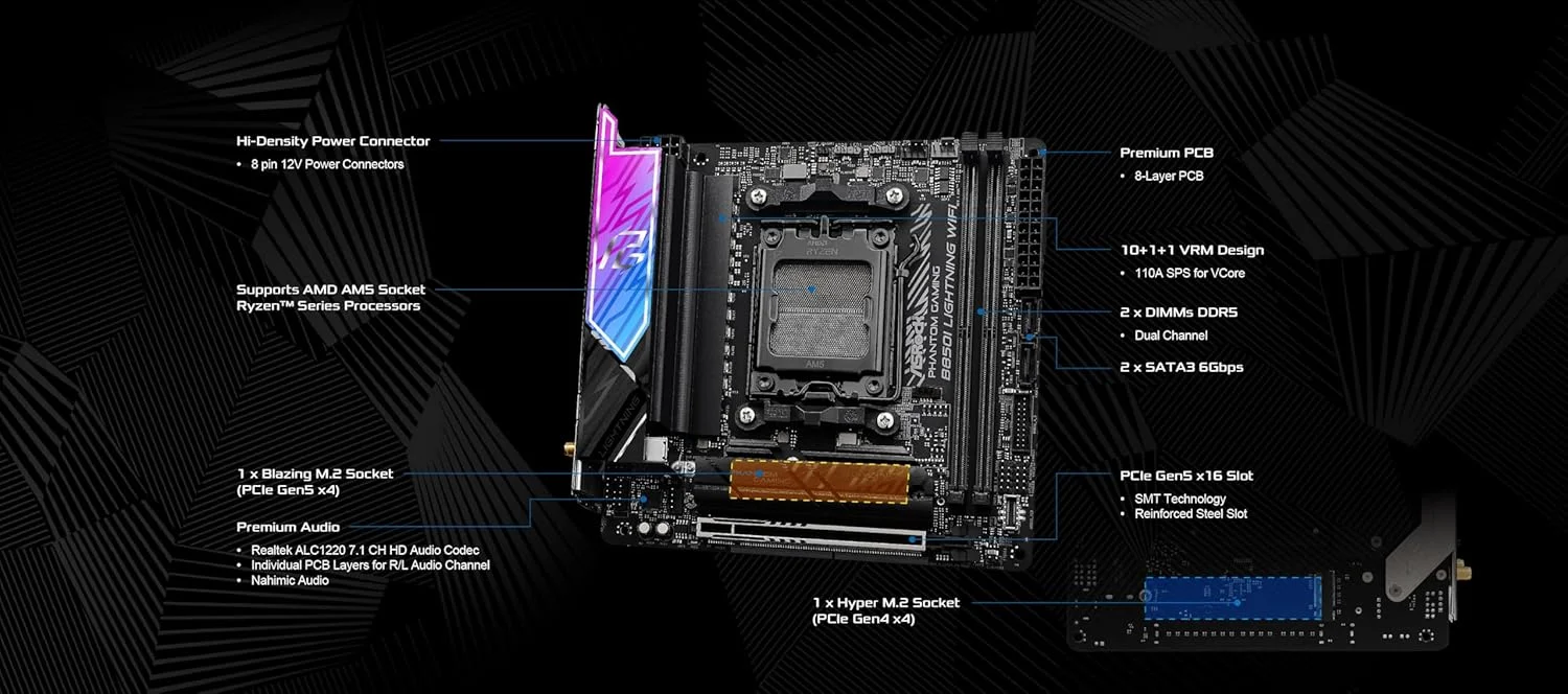 مادربرد ASRock AMD AM5 B850I Lightning WiFi