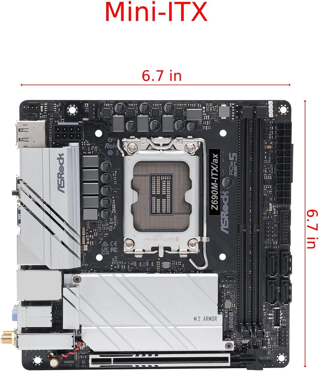 مادربرد ASRock Z690M-ITX/AX، اینتل Z690، سوکت 1700، Mini ITX، دو اسلات DDR4، HDMI، DP، Wi-Fi، LAN 2.5GB، PCIe5، دو اسلات M.2 مادربرد ASRock Z690M-ITX/AX، اینتل Z690، سوکت 1700، Mini ITX، دو اسلات DDR4، HDMI، DP، Wi-Fi، LAN 2.5GB، PCIe5، دو اسلات M.2