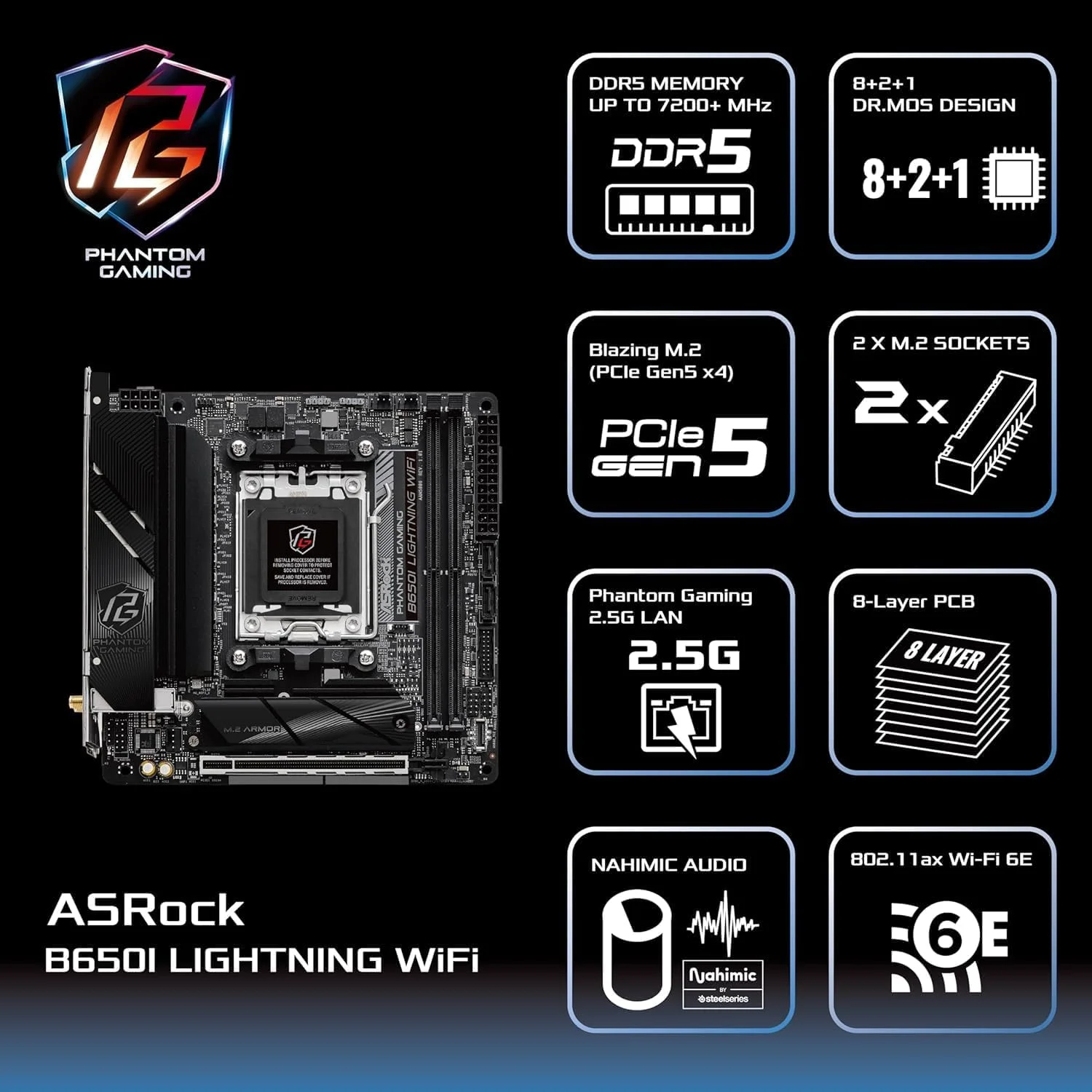 مادربرد ایسراک B650I Lightning WiFi DDR5 AM5 مادربرد ایسراک B650I Lightning WiFi DDR5 AM5