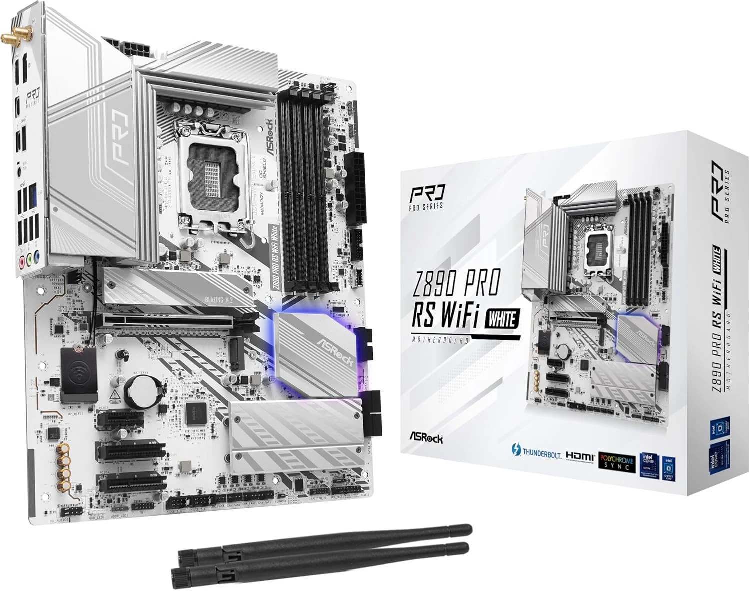 مادربرد ASRock Z890 Pro RS WiFi 6E White Intel Core Ultra LGA1851 RL-ILM DDR5 8666 MHz 256 GB ATX M.2