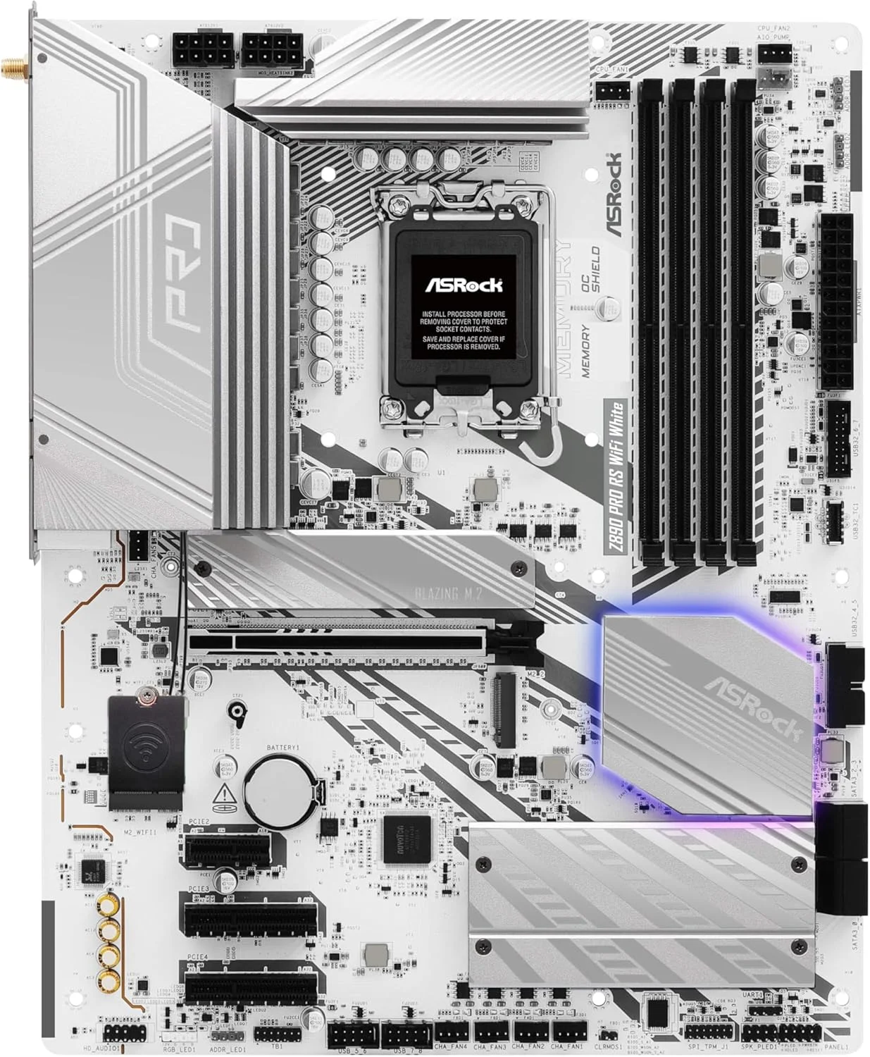 مادربرد ASRock Z890 Pro RS WiFi 6E White Intel Core Ultra LGA1851 RL-ILM DDR5 8666 MHz 256 GB ATX M.2 مادربرد ASRock Z890 Pro RS WiFi 6E White Intel Core Ultra LGA1851 RL-ILM DDR5 8666 MHz 256 GB ATX M.2