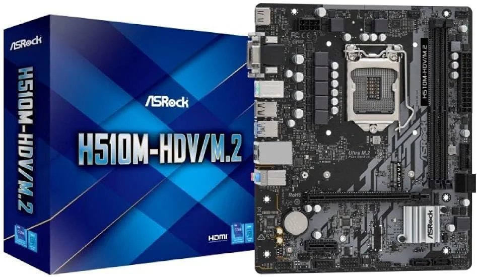 مادربرد ASRock H510M-HDV/M.2 سازگار با پردازنده های نسل دهم و یازدهم اینتل (LGA1200) چیپست H510، MicroATX