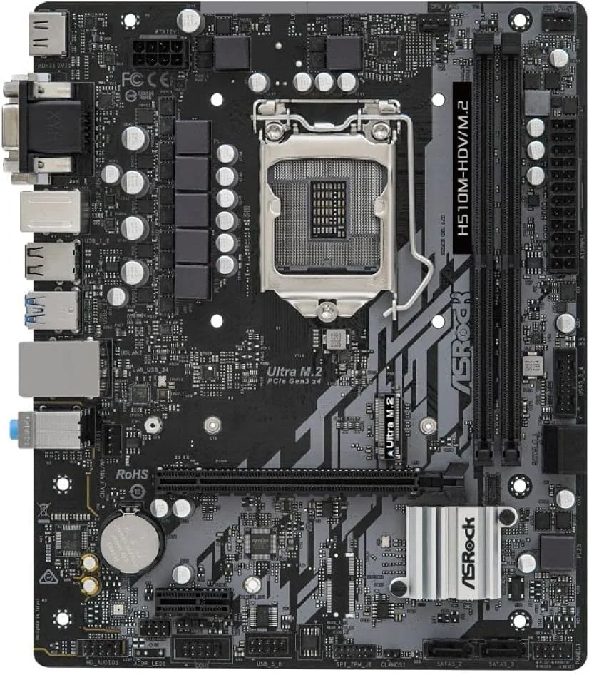 مادربرد ASRock H510M-HDV/M.2 سازگار با پردازنده های نسل دهم و یازدهم اینتل (LGA1200) چیپست H510، MicroATX