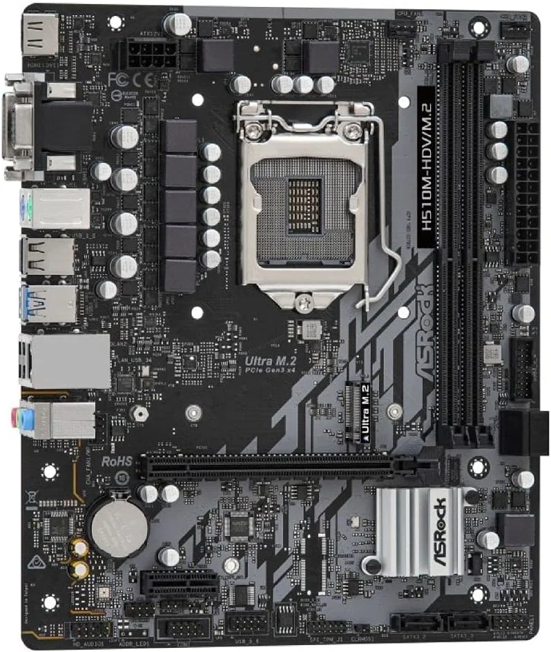 مادربرد ASRock H510M-HDV/M.2 سازگار با پردازنده های نسل دهم و یازدهم اینتل (LGA1200) چیپست H510، MicroATX