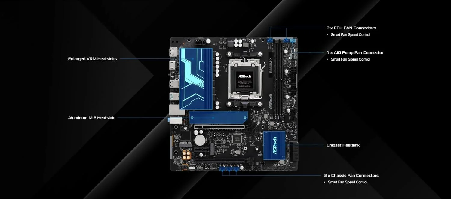 مادربرد ASRock B850M-X R2.0 AM5 Micro-ATX: سازگار با پردازندههای AMD Ryzen سری 9000/8000/7000 | DDR5 8200+ OC | PCIe 5.0 M.2 | LAN 2.5G | USB 3.2 Type-C | HDMI/DP مادربرد ASRock B850M-X R2.0 AM5 Micro-ATX: سازگار با پردازندههای AMD Ryzen سری 9000/8000/7000 | DDR5 8200+ OC | PCIe 5.0 M.2 | LAN 2.5G | USB 3.2 Type-C | HDMI/DP