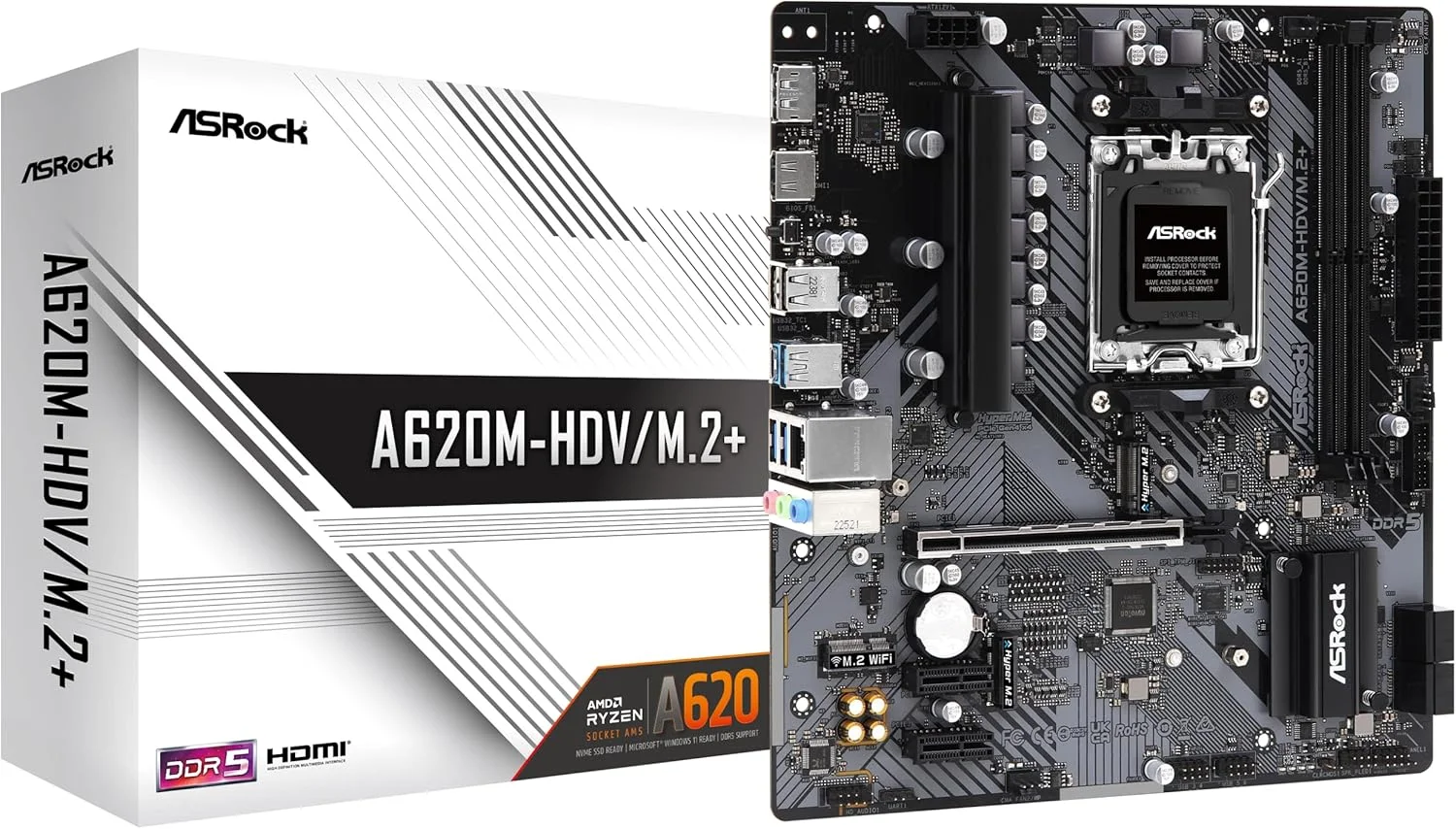 مادربرد ASRock A620M-HDV/M.2+ پشتیبانی از پردازنده های AMD Ryzen سری 7000 با سوکت AM5 مادربرد ASRock A620M-HDV/M.2+ پشتیبانی از پردازنده های AMD Ryzen سری 7000 با سوکت AM5