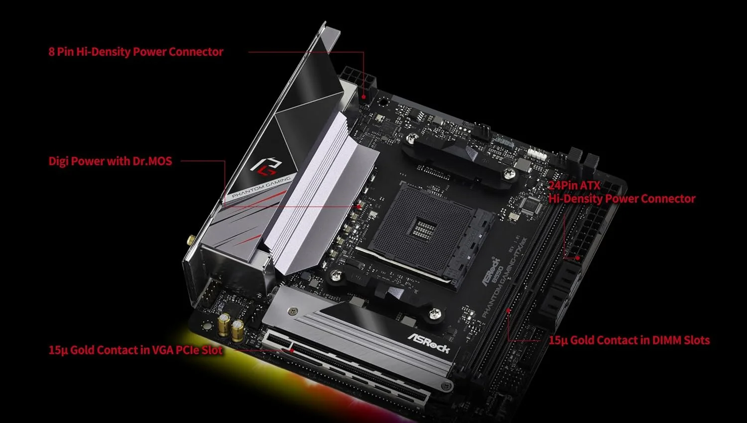 مادربرد ASRock B550 Phantom Gaming-ITX/AX با پشتیبانی از پردازنده های نسل سوم AMD AM4 Ryzen و پردازنده های AMD Ryzen آینده